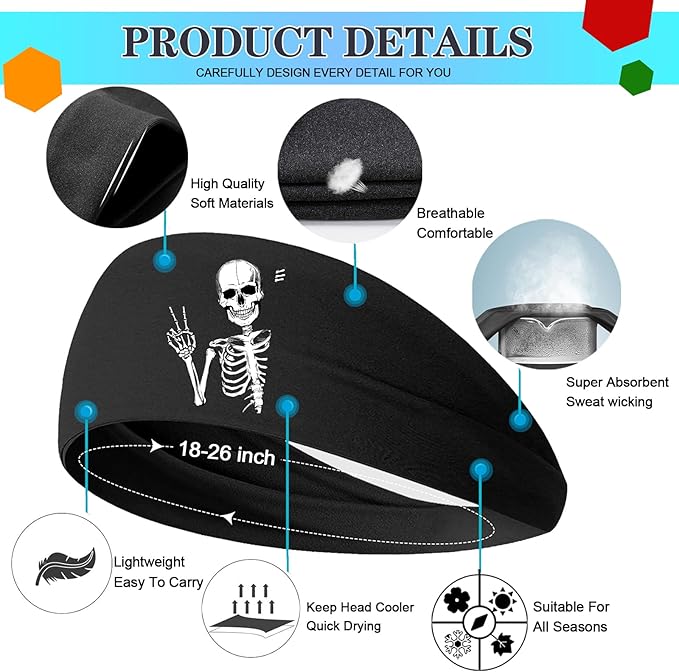 3Pcs Men Sports Headbands Sweat Bands for Men Women Sweatbands