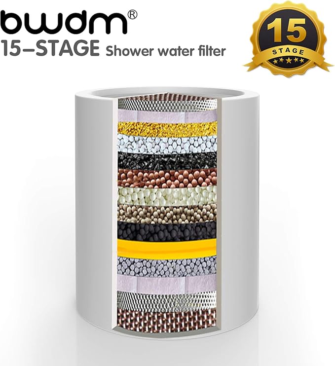 15 Stage Shower Filter Cartridge,High output Universal replacement filter cartridge, Remove Chlorine Heavy Metals and Other Sediments, Reduces Dry Itchy Skin Dandruff BWDM.Pack of 1