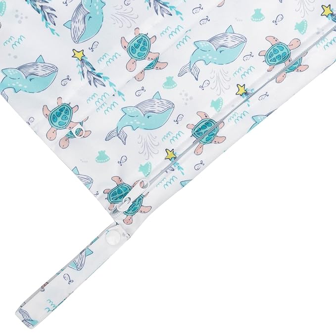 babygoal Wet Dry Bags 3 Pack for Baby Cloth Diapers, Washable Travel Bags, Beach, Pool, Gym Bag for Swimsuits & Wet Clothes with Two Zippered Pockets 3LN17