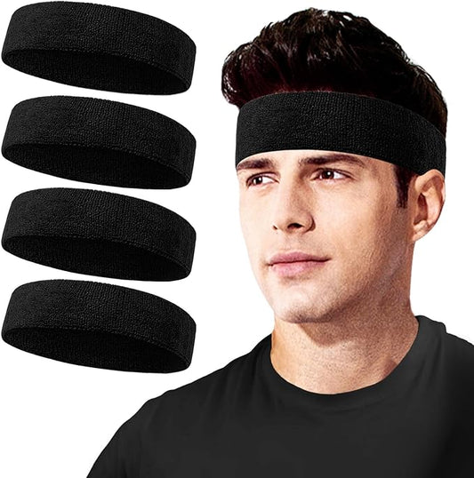 Sweatbands Sport Headbands for Men & Women, 12 Pcs Sweat Head Bands Moisture Wicking Sport Headband Cotton Sweatbands for Basketball, Athletic Exercise, Running