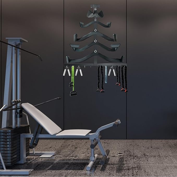 LAT Pull Down Bar Storage Rack, Gym Accessories Rack LAT Bar Organizer, LAT Pulldown Attachments for Different Cable Handles,Home Gym and Gym Wall Storage