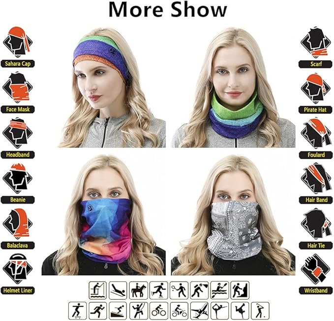 Neck Gaiter Headband Headwear Head Wrap Face Mask Magic Scarf Bandana for Men and Women