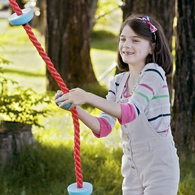 Lily's Things Climbing Rope for Kids | Ninja Warrior Accessories for Slackline Obstacle Course | Attach to Most Home Playground Equipment Sets | Ninja Slackline Accessories | 6Ft Long | 5 Foot Holds