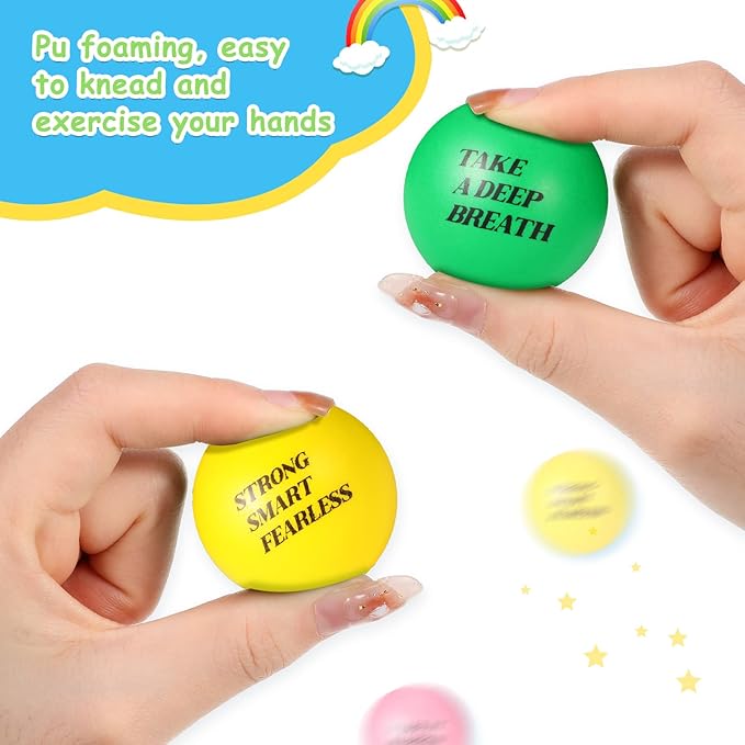 Jerify 72 Pcs Motivational Stress Balls Bulk Inspirational Stress Balls Colorful Foam for Adults Hand Exercise Small Therapy Fidget Relief Anxiety Toys for Coworkers Gifts Fidget(Vivid Colors)