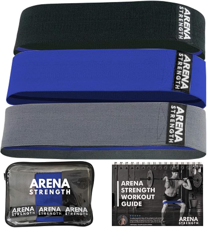 Arena Strength Fabric Booty Bands - Fabric Exercise Bands for Legs and Butt | Fabric Resistance Bands | Hip Resistance Bands with Workout Guide and Carry Case