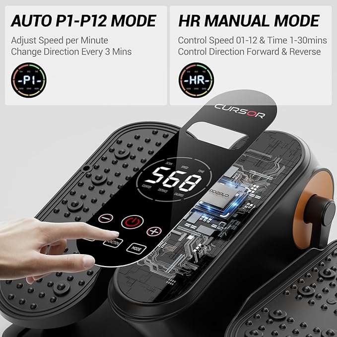 Under Desk Elliptical Machine, Electric Ellipse Leg Exerciser as Seen on Tv for Seniors, Quiet Portable Seated Pedal Exerciser with Remote Control, 12 Adjustable Speeds, Auto & HR Mode for Home Office