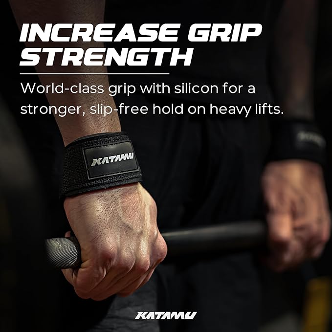 Katamu Weightlifting Straps | Lift More | Premium Weightlifting Straps | Men and Womens Squat Lifting, Powerlifting and Weight Training Support Straps