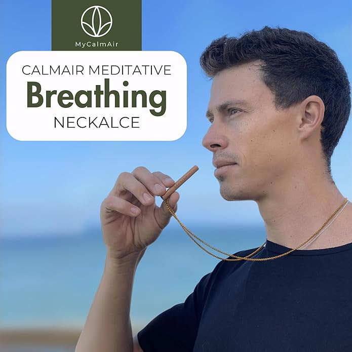 Bamboo Breathing Necklace for Meditation, Mindfulness Tool, Stress Reducer, Eco-Friendly Breathe Pendant, Portable Relaxation Gift for Men & Women