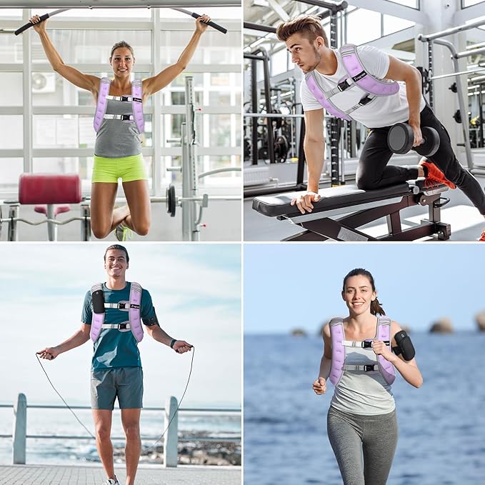 Fragraim Weighted Vest for Women Men - 8lb/10lb/12lb/16lb/22lb/25lb/30lb Weight Vest with Reflective Stripe, Detachable Phone Pouch, Ideal for Walking, Strength Training, Running, Workout, Cardio