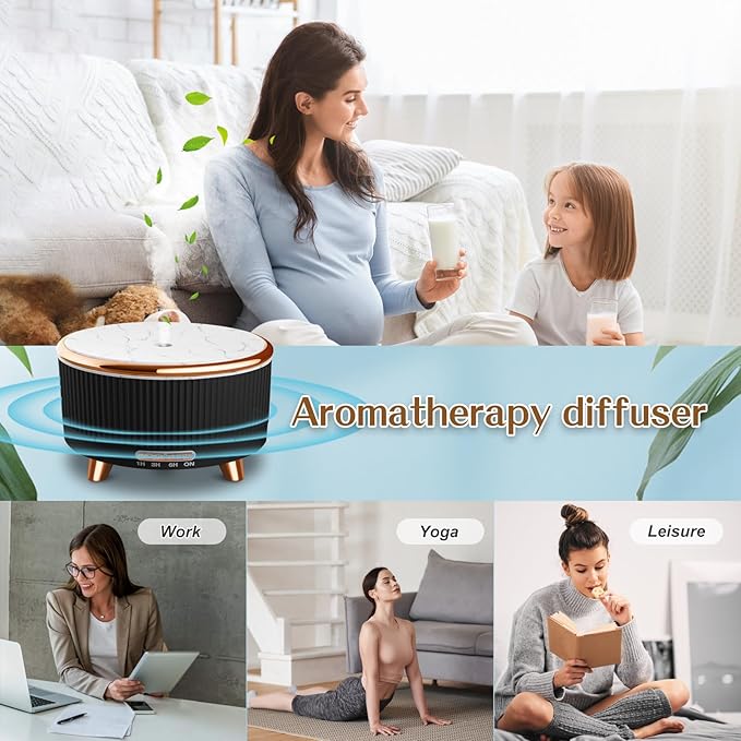 Essential Oil Diffusers for Home 500ml,Aromatherapy Diffusers for Essential Oils Large Room with 7 Colors Lights & 3 Mist Mode Waterless Auto Off,Cool Mist Humidifiers for Decor,Black