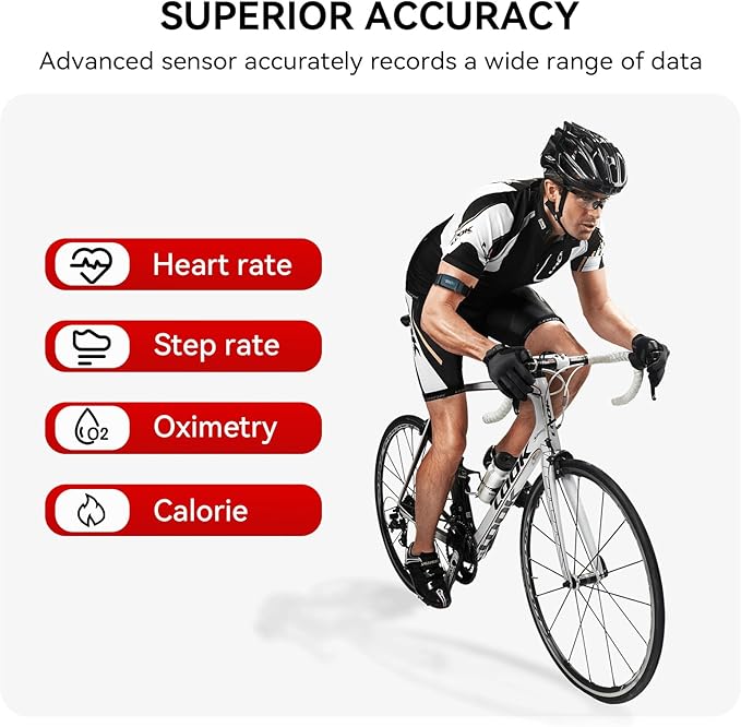 XOSS BBP Heart Rate Monitor Armband with Bluetooth5.0 & ANT+, IPX68 Waterproof & Rechargeable 60Hour Battery Life Monitor Watch for Exercise