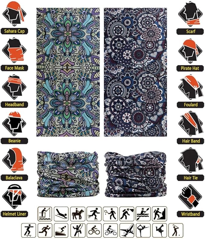 Headband Neck Gaiter Head Wrap Headwear Face Mask Magic Scarf Bandana for Men and Women