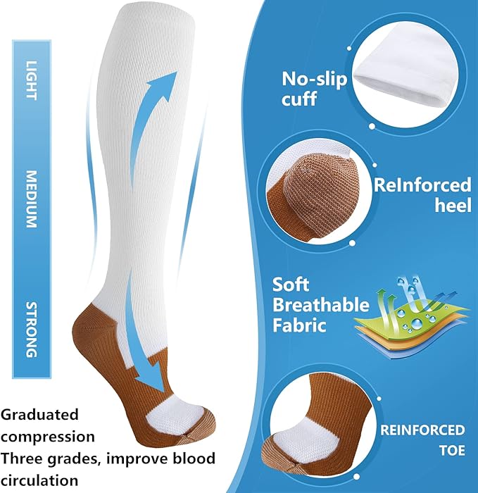 bropite Compression Socks for Women & Men Circulation-Support Knee High Socks 20-30 mmhg-Best for Running,Medical,Nurse,Travel