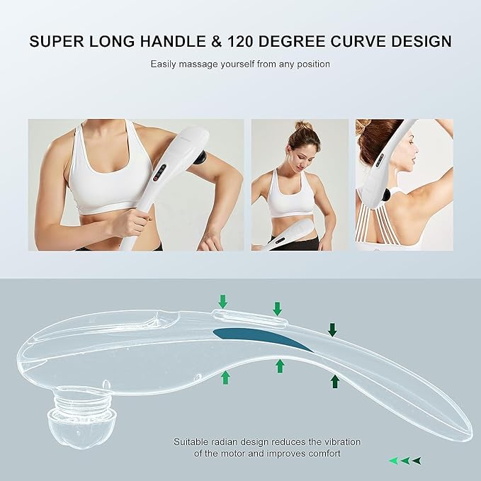 MEGAWISE Cordless Back Massager for Shoulders, Waist, Legs, Rechargeable 3200mAh Battery, 5 Speed and 5 +2 Massage Nodes 5 Hard, 2 Silicone Nodes, Massage While Moving Around (Off White Cordless)