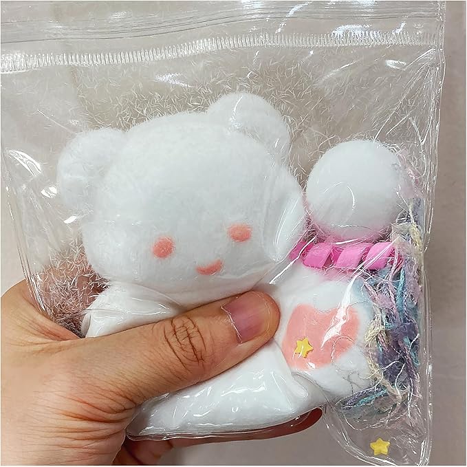 Taba Squishy Bear,fufu squishies,Silicone Toys,Stress Relieving Fur Ball OPP Packaging GiftsSquishy Fidget Toys for Anxiety&Relaxation,Perfect Desk Accessory for Adults (White Bear)