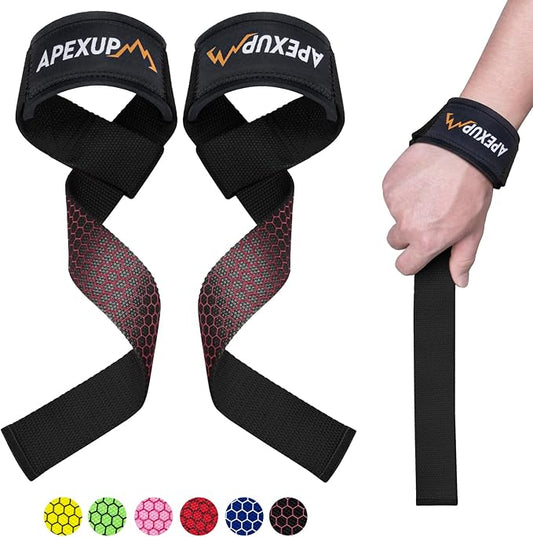 APEXUP Weight Lifting Straps for Weightlifting, Lifting Wrist Straps Gym, Deadlift Strap, Anti Slip Silicone Weightlifting Strap Men Women Powerlifting, Strength Training