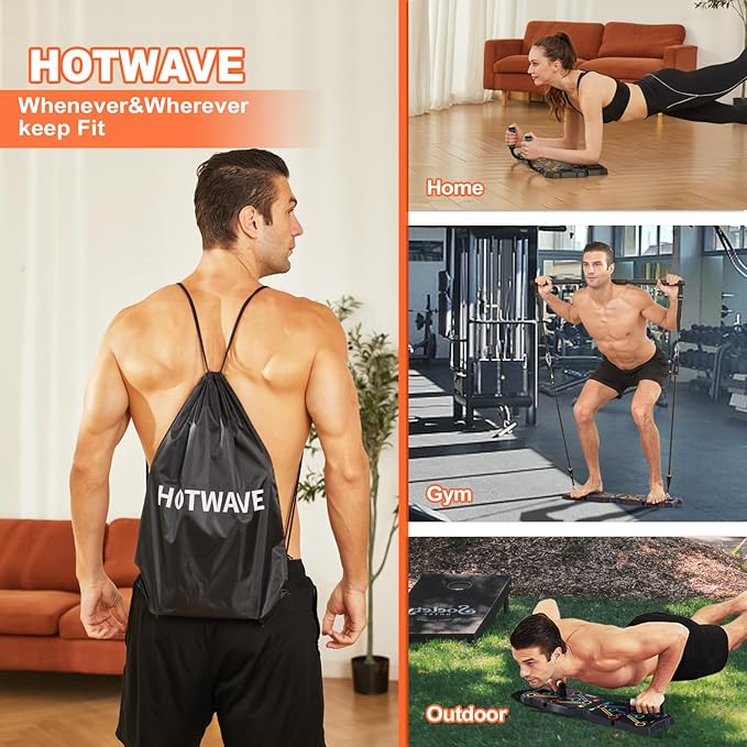 HOTWAVE Push Up Board, Portable Pushup Board for Men, Foldable Push-up Board, Multifunctional Push Up Board 20 in 1 at Home Gym, Pushup Handles for Chest Muscle Exercise Strength Training Equipment