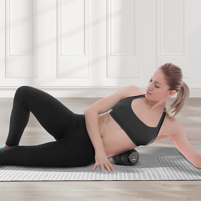 VEVOR Vibrating Peanut Massage Ball, Electric Double Lacrosse Massage Roller with 4 Intensities, Rechargeable Deep Tissue Massage Ball for Muscle Pain Relief, Exercise Recovery, Trigger Point Therapy