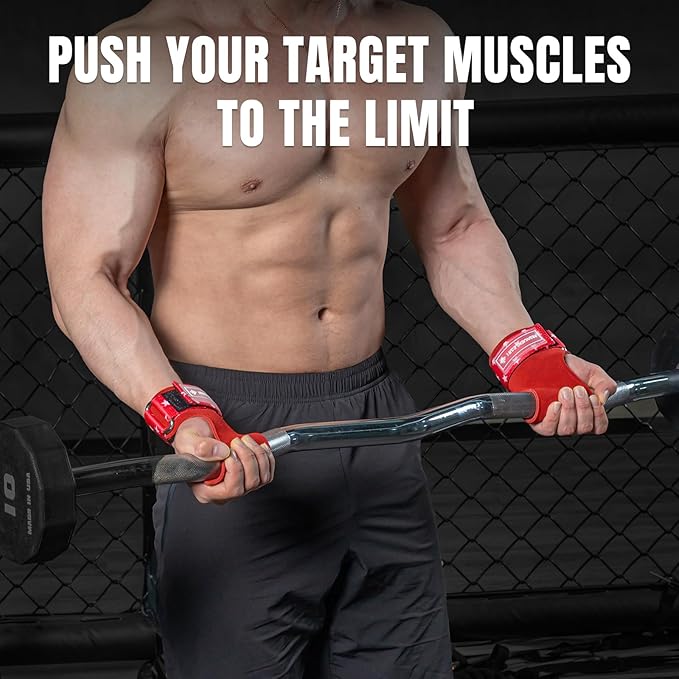 MANUEKLEAR Gym Straps Weight Lifting, Double Leather Lifting Straps for Men Deadlift with Cushion Wrist Loop, Gym Lifting Wrist Wraps for Weightlifting