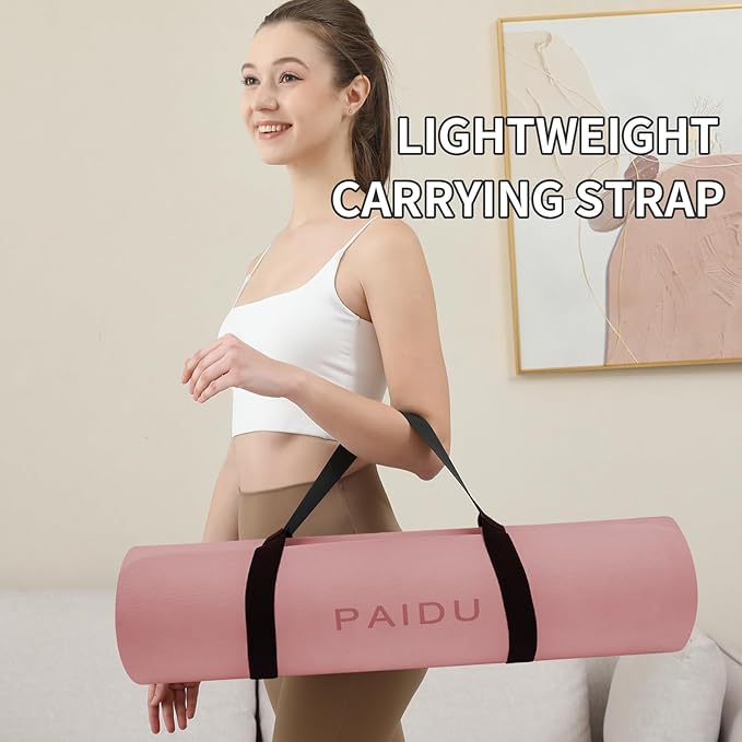 Yoga Mat Non Slip Anti-tear,extra thick-2/5 inch(10MM)High Resiliency Professional POE Yoga Mats for Women Men Kids,72"x24"inch,Workout, Yoga, Pilates and Floor Exercise, with Carrier Strap