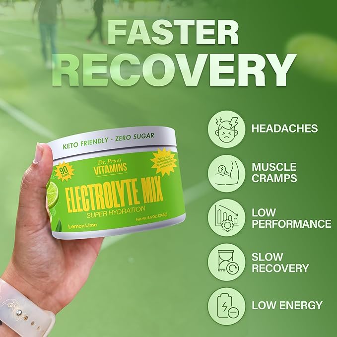 Dr. Price’s Electrolyte Mix | Sugar-Free Hydration Powder with 72+ Trace Minerals | No Sugar, Fast-Dissolving Electrolytes Powder Packets | Lemon-Lime, 90 Servings