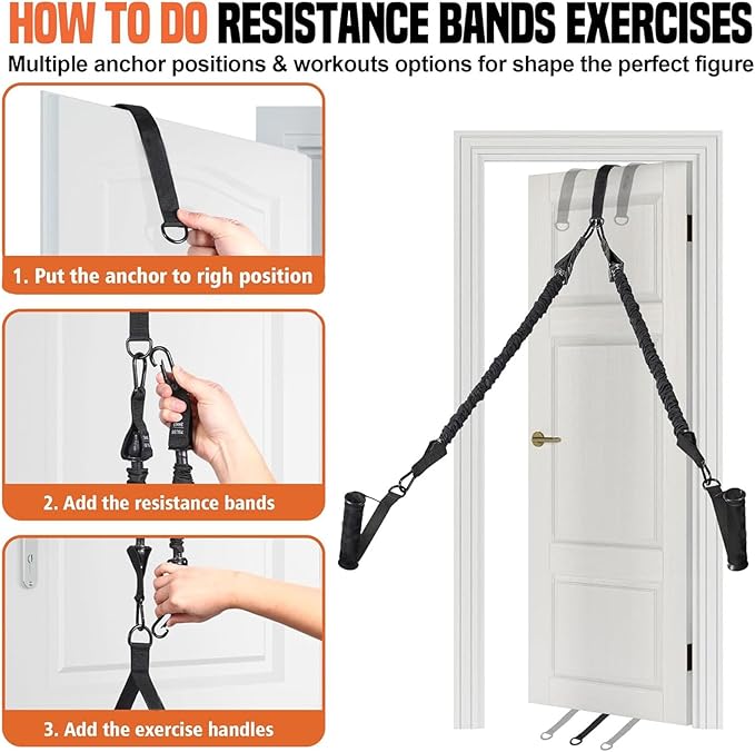 Adjustable Heavy Duty Pull Up Assistance Bands with Fabric Feet and Knee Rest - Pull Up Resistance Bands for Men, Women, and Seniors - Perfect for Dip and Resistance Strength Training Glamflex