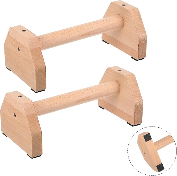 2 Pcs Push-up Stand, Wood Pushup Bars Non-Slip Base Exercise Home Workout Equipment, 26 CM Wooden Parallettes Handle Stands Grip for Men and Women Strength Training, Planks Calisthenics