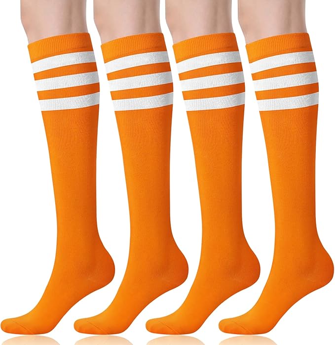 FITRELL Women's Knee High Socks Outdoor Sport Athletic Socks Casual Stripe Tube Socks 1-4 Pack