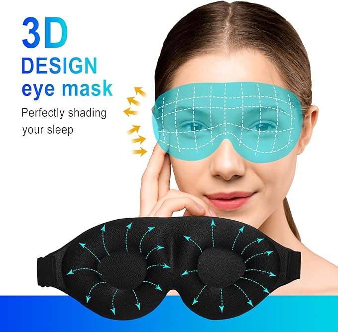 3D Sleep Mask, 100% Blackout 3D Contoured Sleep Eye Mask, Comfortable & Super Soft Sleeping Mask with Adjustable Straps for Women, Men, Sleeping Travel Yoga Naps (Colorful - Pack of 1)