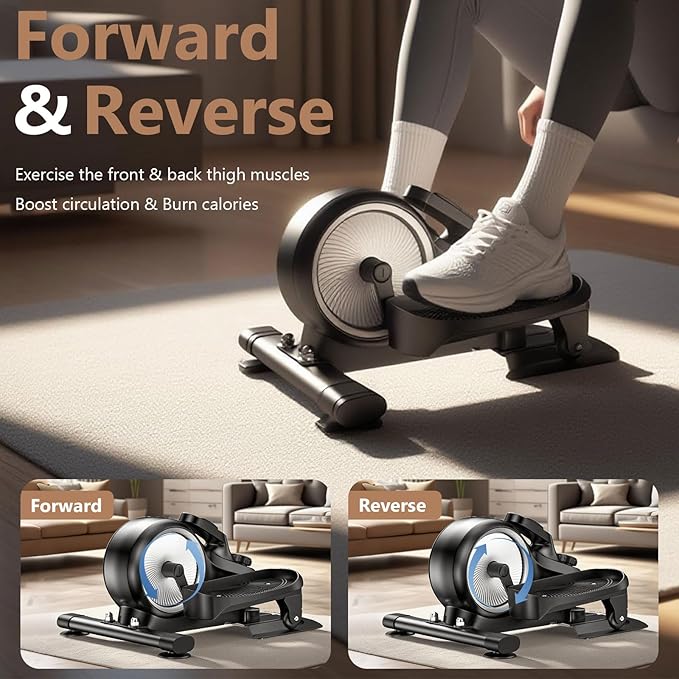 CRYSTAL FIT Under Desk Elliptical, Quiet & Portable Electric Seated Pedal Exerciser, Ellipse Leg Exerciser for Seniors Fully Assembled, 8 Level Speeds, Forward & Reverse Direction for Home Office