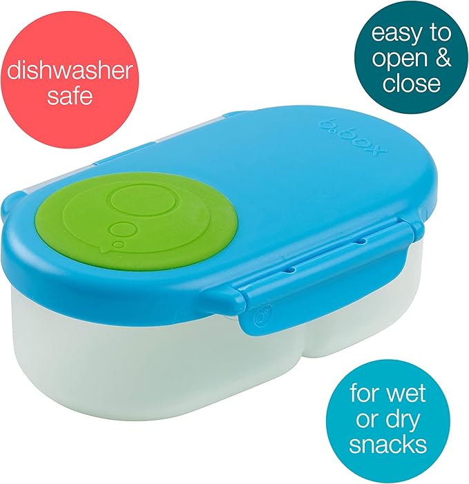 b.box Snack Box Reusable Snack Containers with Lids 2 compartments, Bento Box for kids and toddlers, Leakproof Lunch Box, BPA free and Dishwasher Safe Snack Container (Ocean Breeze, 1 3/4 Cup)