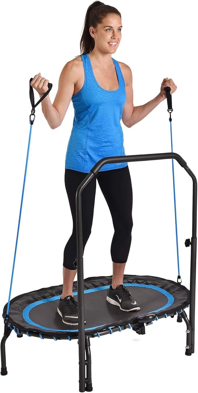 Stamina Folding Trampoline with Smart Workout App, Black - Portable Fitness Rebounder for Home Gym, Cardio & Strength Training, Jumping Exercise Equipment