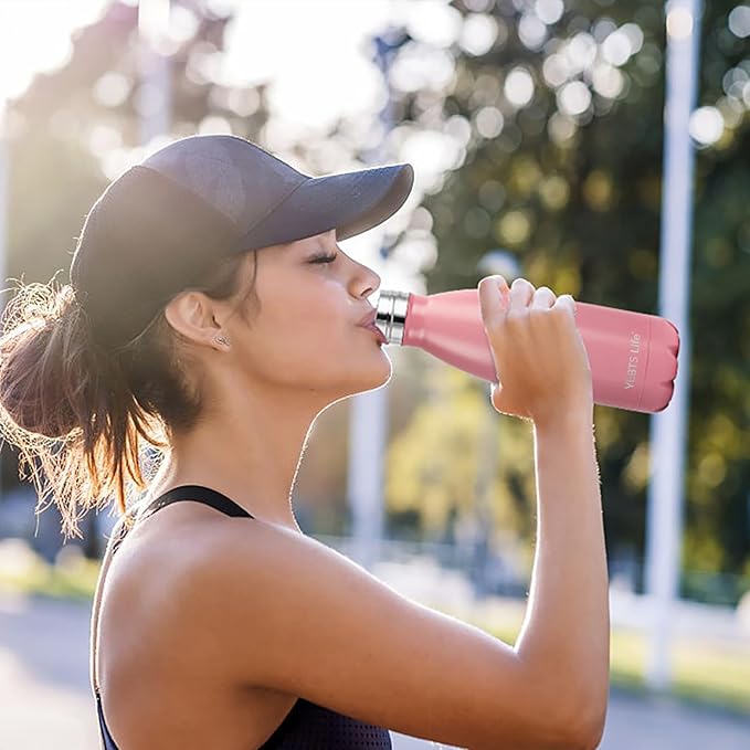 Insulated Water Bottle, 2 Pack-12oz Stainless Steel Water Bottles with straw lid, Metal Sports Water Bottles for Boys,Girls, Double Wall Vacuum BPA-Free Flask for School,Sports (Pink-Green)