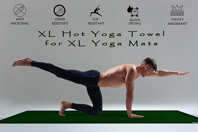 Tatago Hot Yoga Mat Towel Non Slip for Hot Yoga (72-84 inch Mats) Our Hot Yoga Towel Non Slip Silicone Dabs & Absorbent Microfiber Blend Gives You More Grip As You Drip! (Ezmeraldo, XL - 84")