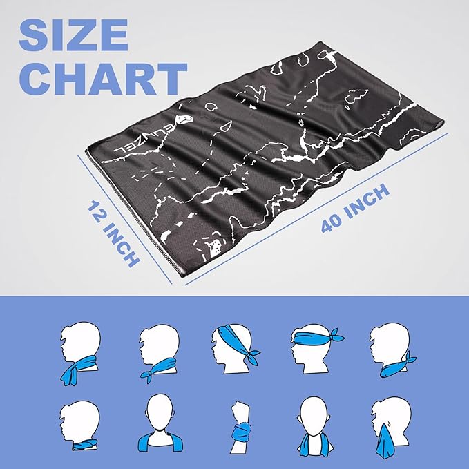 Cooling Towel, Ice Towel for Neck, Soft Microfiber Chilly Towel Stay Cool for Sports, Yoga, Running, Gym, Workout, Biking, Camping & Outdoor Activities 40"x12"
