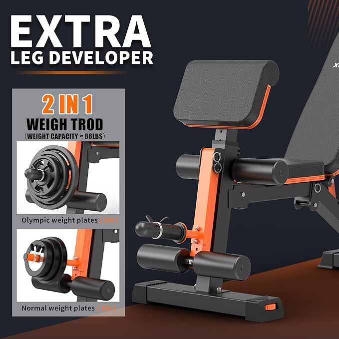 Adjustable Weight Bench - 1000LBS Capacity Heavy Duty Foldable Workout Bench for Full Body Exercise, Flat/Incline/Decline, Bench Press for Home Gym with Preacher Pad & Leg Extension