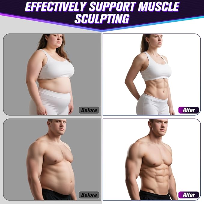 Electronic Muscle Stimulator with TENS & PMS, Ab Belt Stimulator Muscle Toner, Abdominal Fitness Trainer for Home