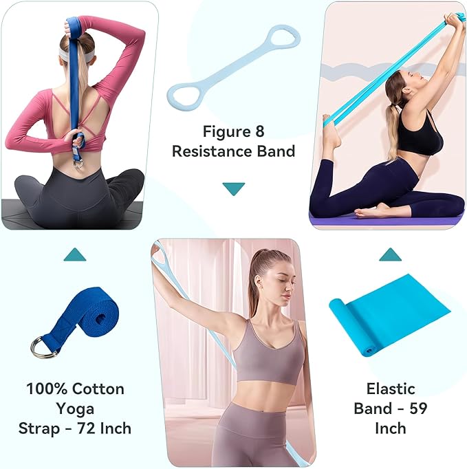 HASHMUST Pilates Ring Kit 12 PCS for Women, Home Workout Equipment with Magic Circle, Mini Exercise Ball, Resistance Bands, Massage Lacrosse, Yoga Strap, Full-Body Fitness Set for Toning & Gift