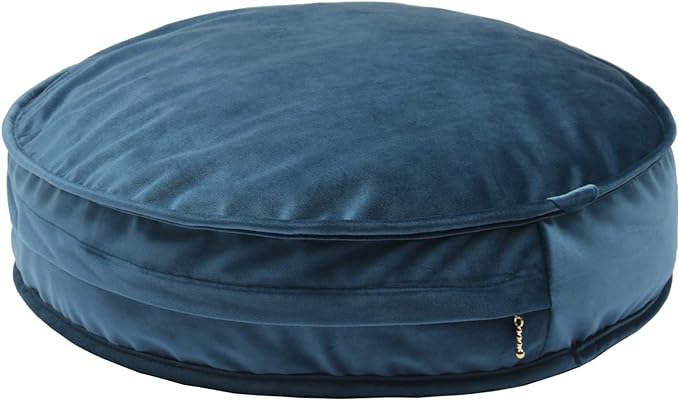 Round Floor Pillow Cover Velvet Throw Seating Pouf Yoga Meditation Cushion Plush Case Reading Room Decor Cover Only (19.7IN, Dark Blue)