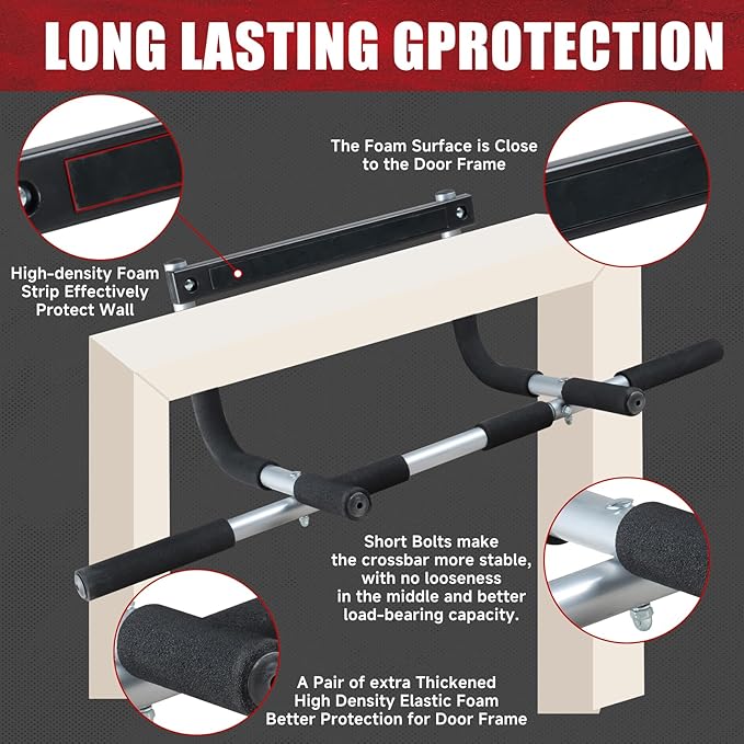 leikefitness Pull-Up Bar For Door Frame Adjustable Portable Upper Body Fitness Workout For Home Gyms