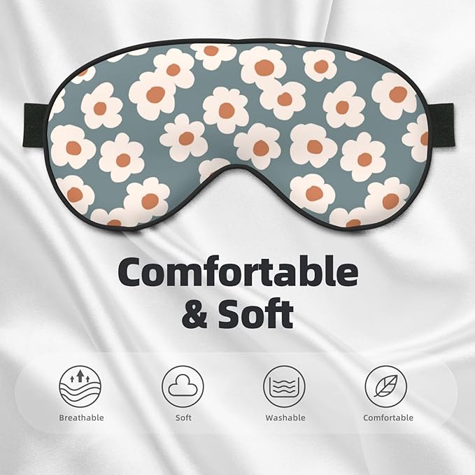Sleep Eye Mask Vintage Boho Floral Sleep Mask for Women Men Comfortable Eye Mask with Adjustable Strap Soft Eye Cover Blindfold for Travel Yoga Nap Shift Work