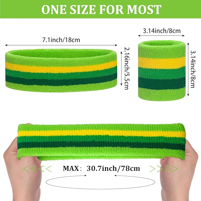 ONUPGO 6 Pieces Sweatbands Set - Sports Headbands Wristbands for Men & Women,Cotton Terry Cloth Sweatband for Tennis,Basketball,Gym,Working Out - Moisture Wicking Elasticity