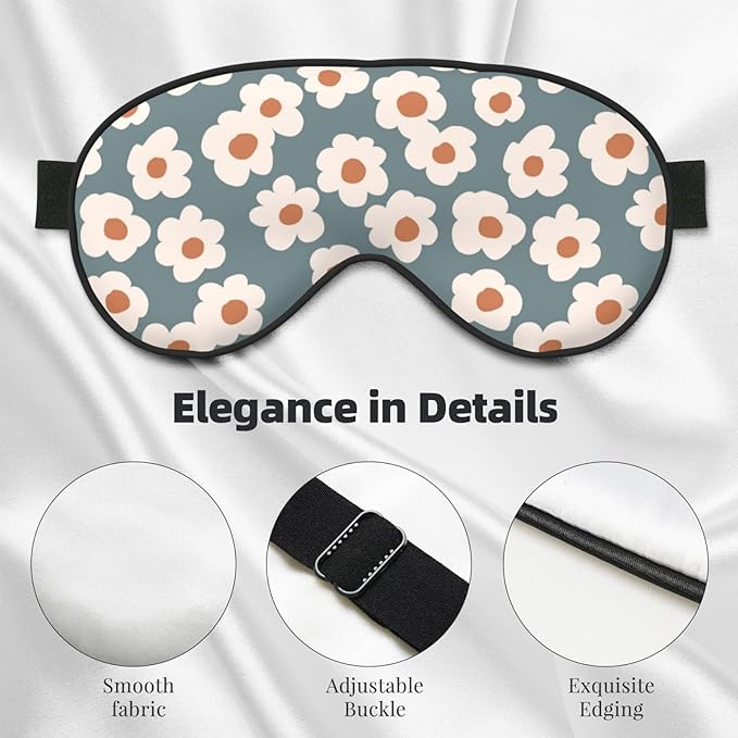 Sleep Eye Mask Vintage Boho Floral Sleep Mask for Women Men Comfortable Eye Mask with Adjustable Strap Soft Eye Cover Blindfold for Travel Yoga Nap Shift Work