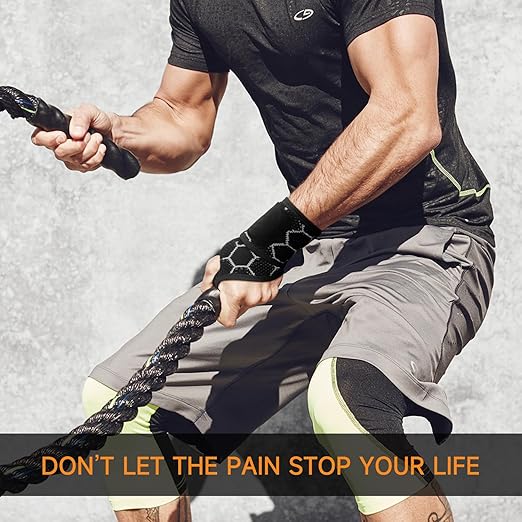 Sport Slim Wrist Wrap - Wrist Brace for Carpal Tunnel Relief, Neoprene-Free Compression Wrist Support for Workout, Adjustable Wrist Guards Fit Right Left Hand(Black, 2 Pack)