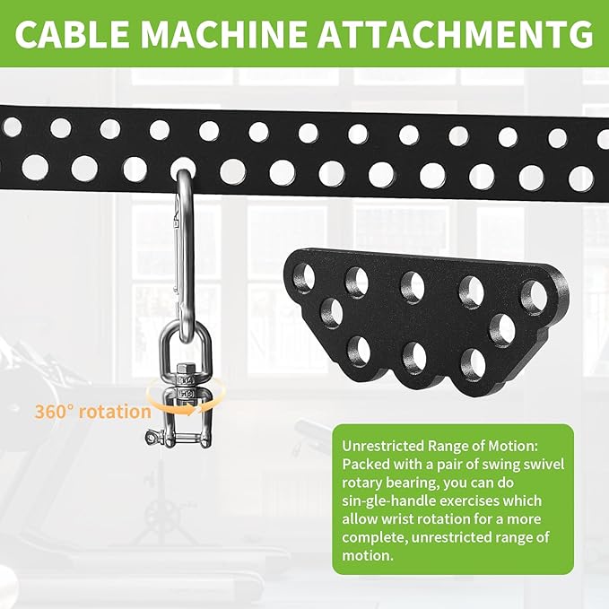 Multi-Grip LAT Pull Down Bar Hardened Powder-Coated Finish, 360° Rotating Stainless Steel Adapter, Neutral & Wide Grip Spreader Bar for Pulley System Gym & Cable Machines