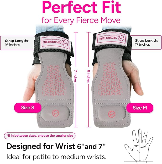 Premium Weight Grips for Women, Hand Straps for Weight Lifting, Crossfit Hand Grips for Women- Anti-Slip Silicone Gym Grips Ergonomic, Stylish, Ideal for CrossFit and Gym Straps– Deadlift & Powerlifting Grip-Headband Bonus- Gift -SPORPHERE