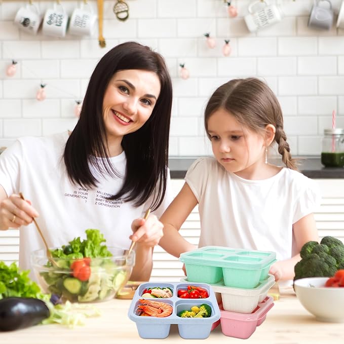 Adult Lunch Box - 4 Pack, Reusable Food Storage Snack Containers - Stackable for Work, and Travel (670ml 4 Cells)