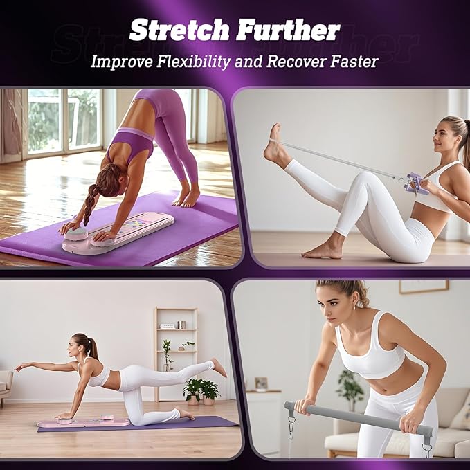 Pilates Board, Pilates Reformer Set, Pilates Machine 15-in-1 Multifunctional Abdominal Board for Home Office Workout, Foldable Portable Pilates Reformer Board for Women