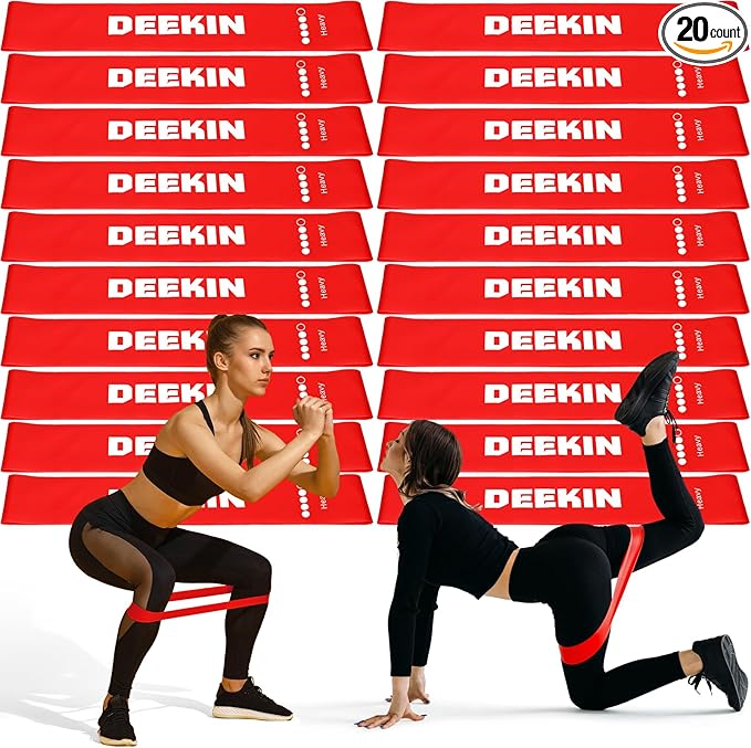 Deekin 20 Pcs Resistance Bands Resistance Loop Exercise Bands Exercise Equipment Elastic Drap Ring for Women and Men Home Fitness, Gym, Yoga