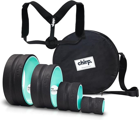 Chirp - Ultimate Back + Neck Bundle | 4-Pack Wheel Foam Roller Set for Back & Neck Pain Relief, Posture Corrector for Alignment & Support, 500lb Capacity, Includes Carrying Case, Mint